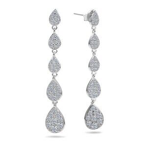 NEW Sterling Silver Drop Earrings with CZ Simulated Diamonds